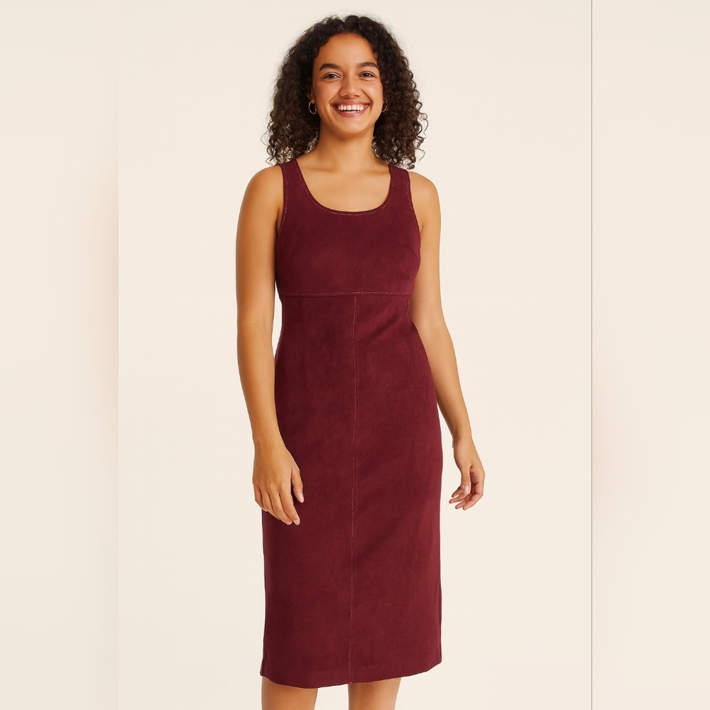 Vintage White Stag Burgundy Western Country Exposed Seam Sleeveless Midi Dress S